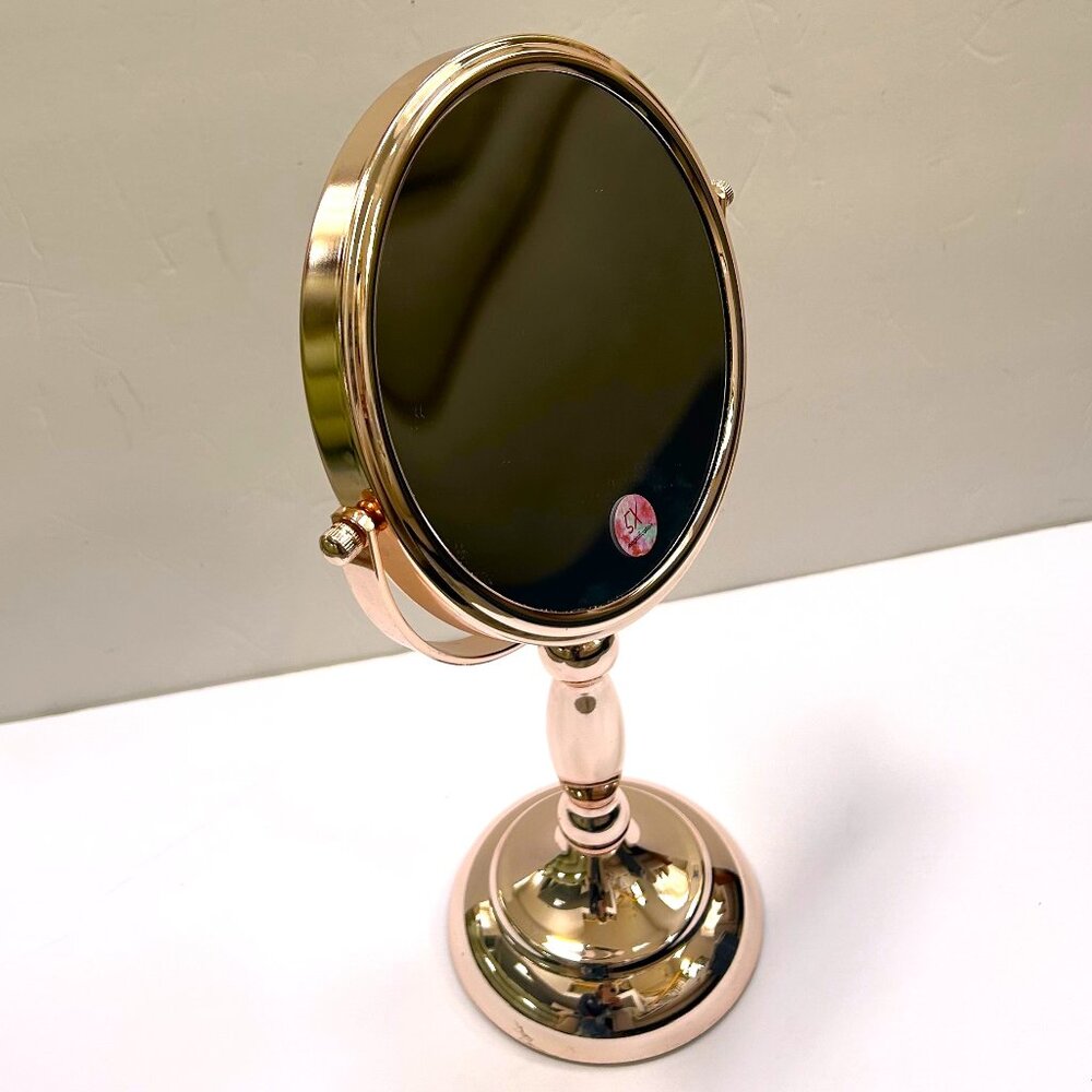 Rose Gold Tabletop Rotation Magnifying Makeup Shaving Mirror - Picture 3 of 3